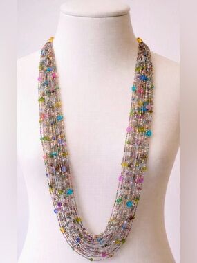 Joan Rivers Torsade 12 Strand Multicolor Pastel Czech Bead Necklace Gold Tone 4